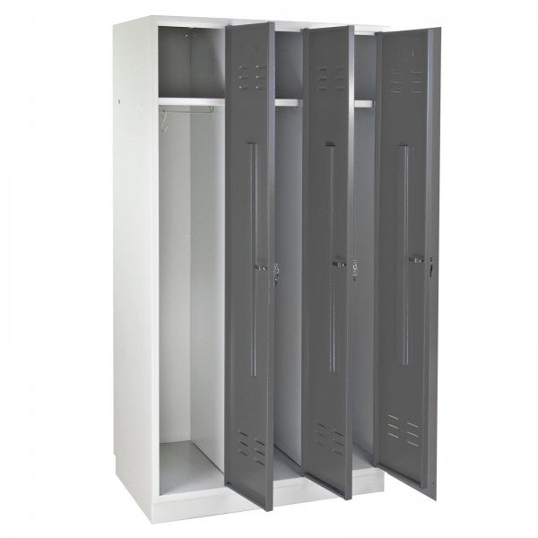 ADB - Garderobenschrank Spind 3-türig silbergrau 1775x890x500 mm