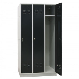 ADB - Garderobenschrank Spind 3-türig anthrazit 1775x890x500 mm
