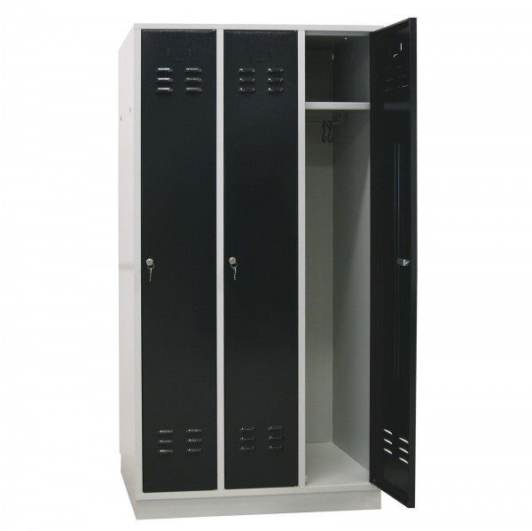 ADB - Garderobenschrank Spind 3-türig anthrazit 1775x890x500 mm