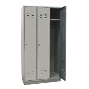 ADB - Garderobenschrank Spind 3-türig lichtgrau 1775x890x500 mm