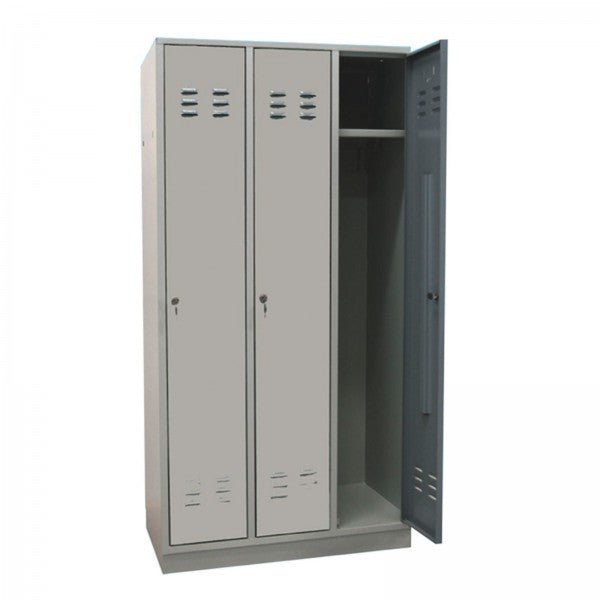 ADB - Garderobenschrank Spind 3-türig lichtgrau 1775x890x500 mm