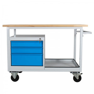 ADB Tischwagen Eko mit 3 Schubladen, RAL7035/5012,  L 1300 x B 600 x H 850 mm