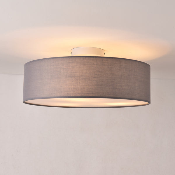 Deckenlampe Deckenleuchte Omaha 3x E27 ø45x12cm Organza Grau