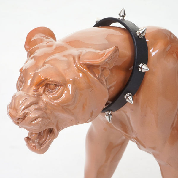 Deko Figur Leopard 59cm, Skulptur Panther ~ antik hochglanz