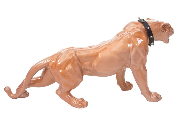 Deko Figur Leopard 59cm, Skulptur Panther ~ antik hochglanz