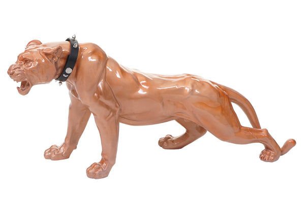 Deko Figur Leopard 59cm, Skulptur Panther ~ antik hochglanz