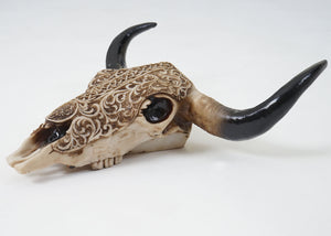 Deko Schädel 31cm Stier, Bulle ~ Natur mit Tribal