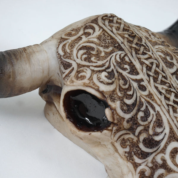 Deko Schädel 31cm Stier, Bulle ~ Natur mit Tribal
