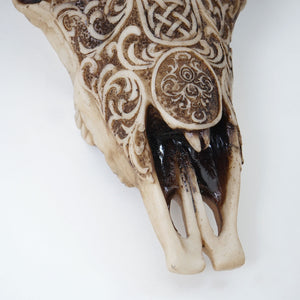 Deko Schädel 31cm Stier, Bulle ~ Natur mit Tribal