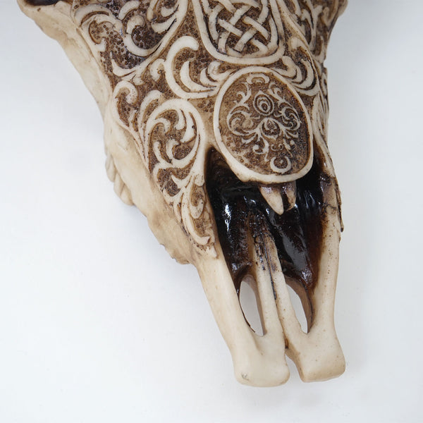 Deko Schädel 31cm Stier, Bulle ~ Natur mit Tribal