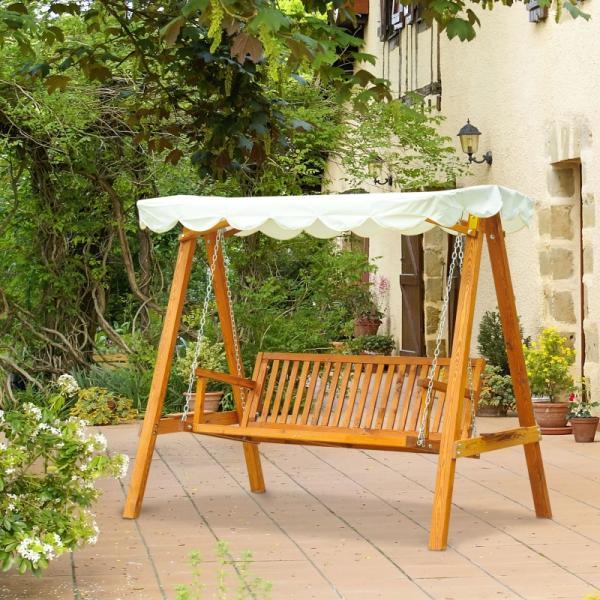 Hollywoodschaukel Gartenschaukel 3-Sitzer Lärche weiss