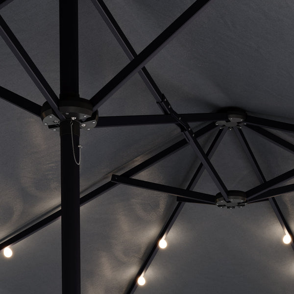 Doppel-Sonnenschirm OZE mit LED 460 x 270 cm anthrazit