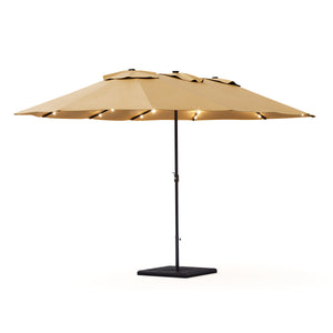 Doppel-Sonnenschirm OZE mit LED 460 x 270 cm braun