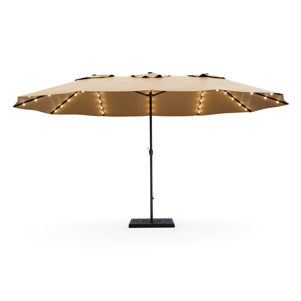 Ombrellone doppio OZE con LED 460 x 270 cm marrone