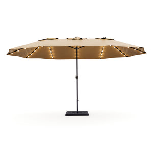 Doppel-Sonnenschirm OZE mit LED 460 x 270 cm braun
