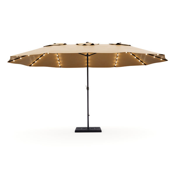 Doppel-Sonnenschirm OZE mit LED 460 x 270 cm braun