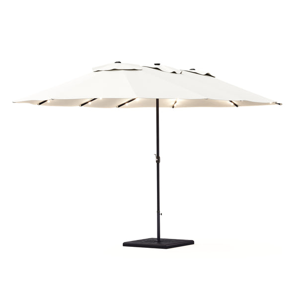 Doppel-Sonnenschirm OZE mit LED 460 x 270 cm weiss