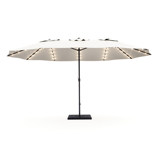 Doppel-Sonnenschirm OZE mit LED 460 x 270 cm weiss