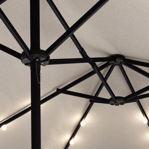 Doppel-Sonnenschirm OZE mit LED 460 x 270 cm weiss