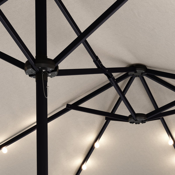 Doppel-Sonnenschirm OZE mit LED 460 x 270 cm weiss