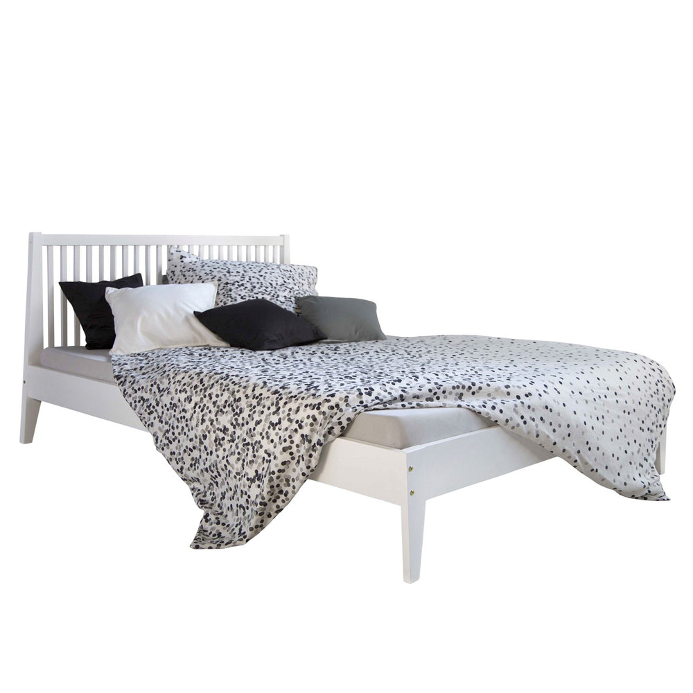 Letto matrimoniale, letto in legno 140x200cm, pino, bianco