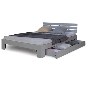 Doppelbett mit Lattenrost und Bettkasten 140x200cm Grau