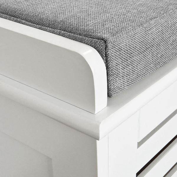 Schuhbank mit Sitzkissen Schuhtruhe Sitzkommode Weiss