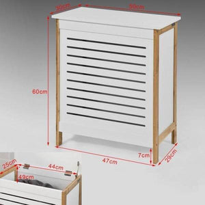 Wäschetruhe Wäschesammler Wäschekorb Wäschetonne mit Deckel Wäschebox Weiss+Natur B50XT30XH60cm