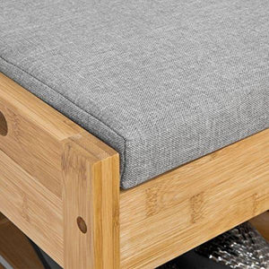 Schuhbank | Sitzbank mit Schuhregal | Breit 90cm Bambus