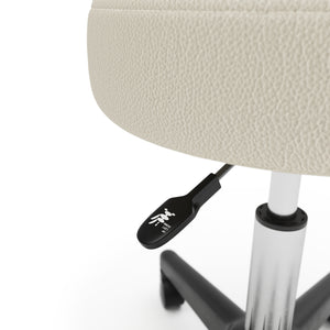 Sedia girevole, sgabello con ruote con schienale, beige
