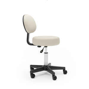 Sedia girevole, sgabello con ruote con schienale, beige
