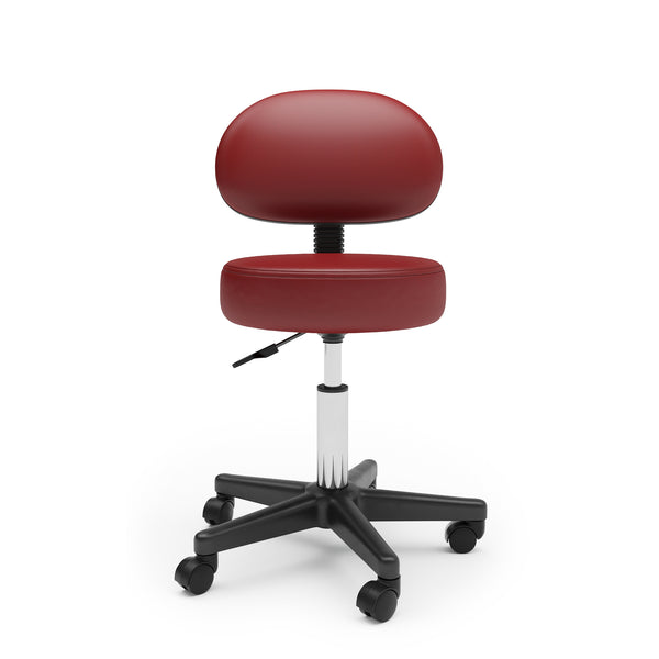 Sedia girevole, sgabello con schienale, rosso
