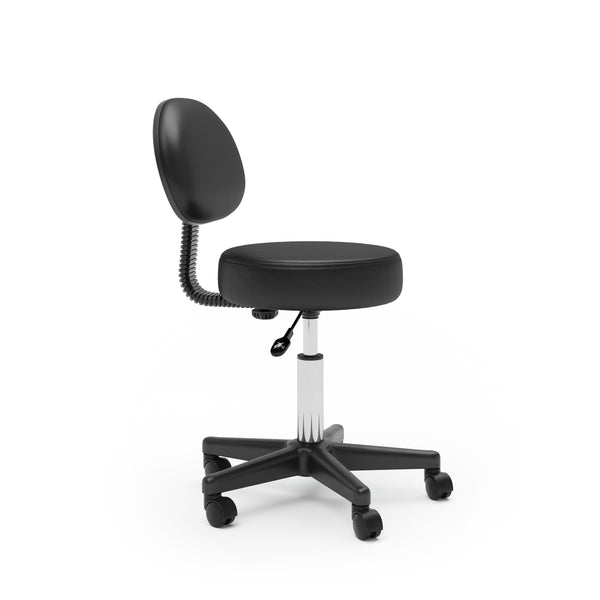 Drehstuhl Rollhocker mit Rückenlehne schwarz