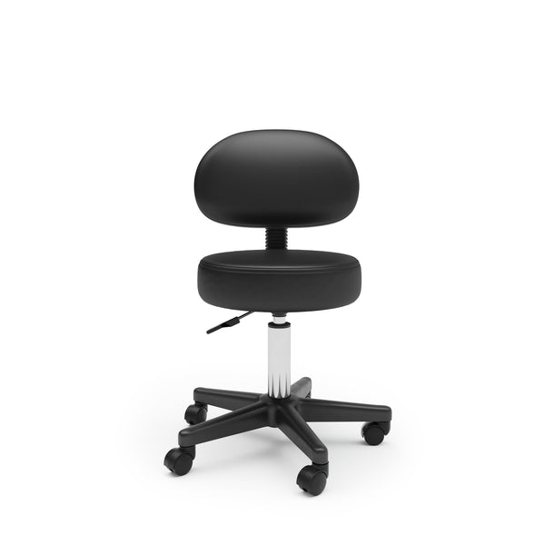 Drehstuhl Rollhocker mit Rückenlehne schwarz