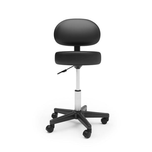 Drehstuhl Rollhocker mit Rückenlehne schwarz