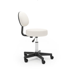 Drehstuhl Rollhocker mit Rückenlehne weiss