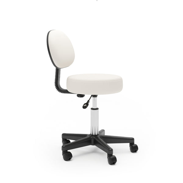 Drehstuhl Rollhocker mit Rückenlehne weiss