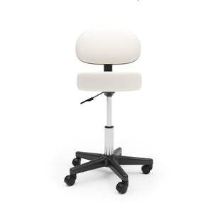 Drehstuhl Rollhocker mit Rückenlehne weiss