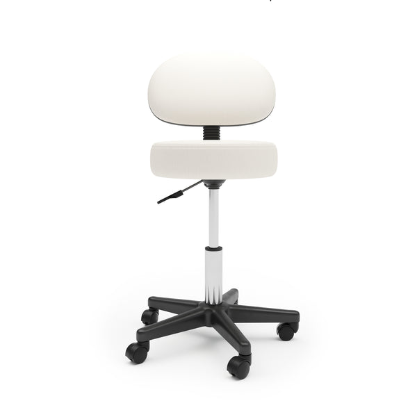 Drehstuhl Rollhocker mit Rückenlehne weiss