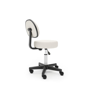Drehstuhl Rollhocker mit Rückenlehne weiss