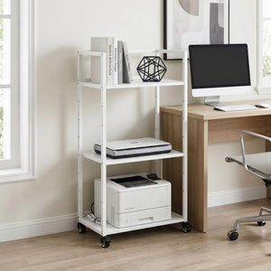 Druckerständer höhenverstellbar mit Rollen 53 x 102 x 35 cm weiss
