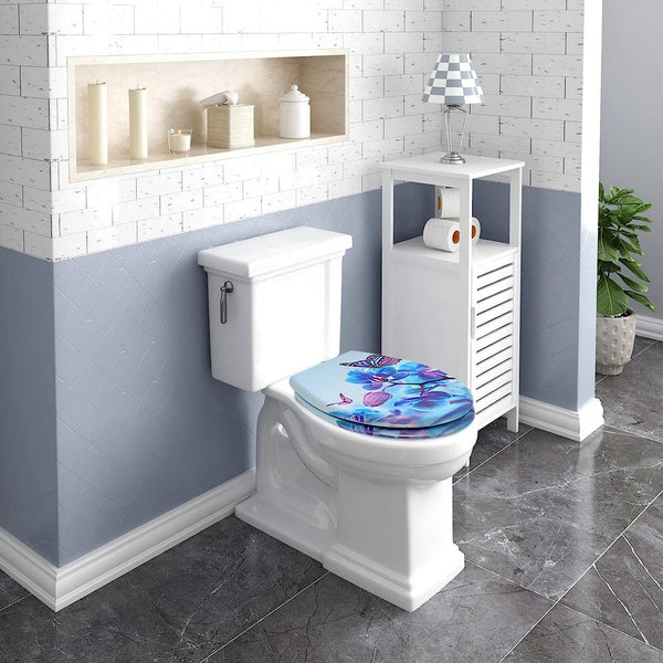 Duroplast Toilettensitz mit Absenkautomatik Blau Phalaenopsid