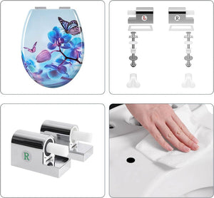 Duroplast Toilettensitz mit Absenkautomatik Blau Phalaenopsid