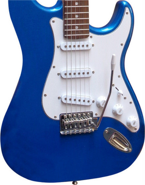 E-Gitarre Massivholz Blau mit Kabel