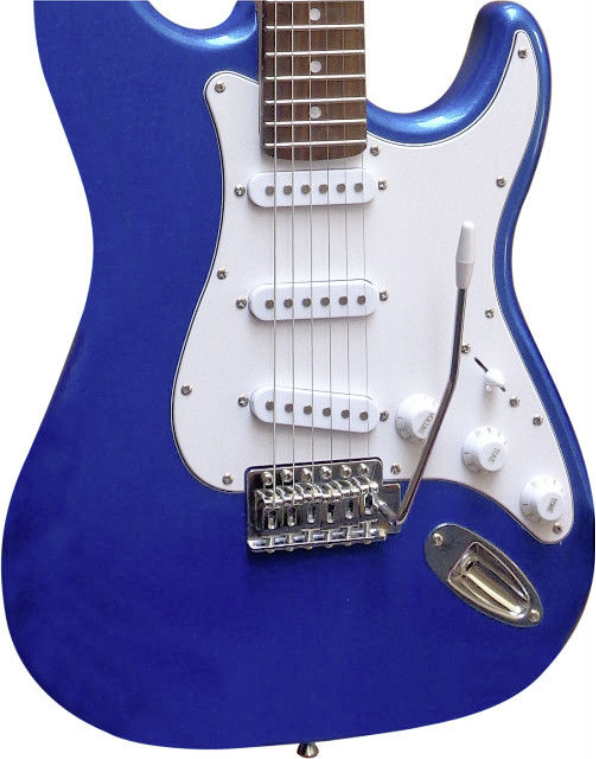 E-Gitarre Massivholz Blau mit Kabel