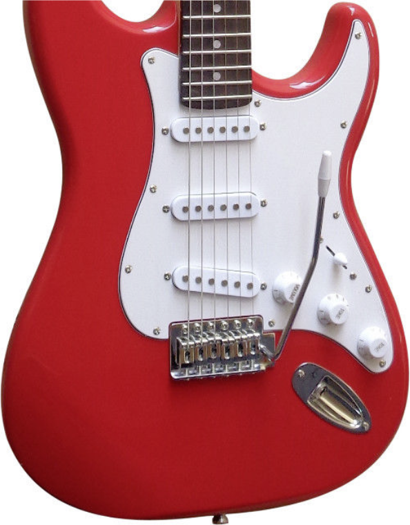 E-Gitarre Massivholz Rot mit Kabel