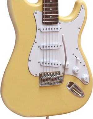 E-Gitarre Massivholz Creme mit Kabel