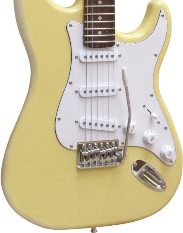 E-Gitarre Massivholz Creme mit Kabel