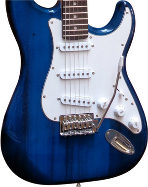 E-Gitarre Massivholz Dunkelblau mit Kabel