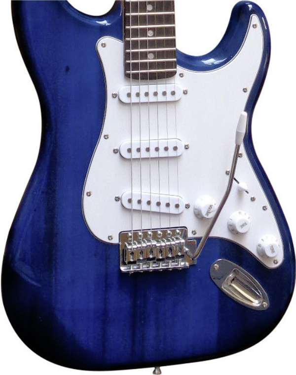 E-Gitarre Massivholz Dunkelblau mit Kabel